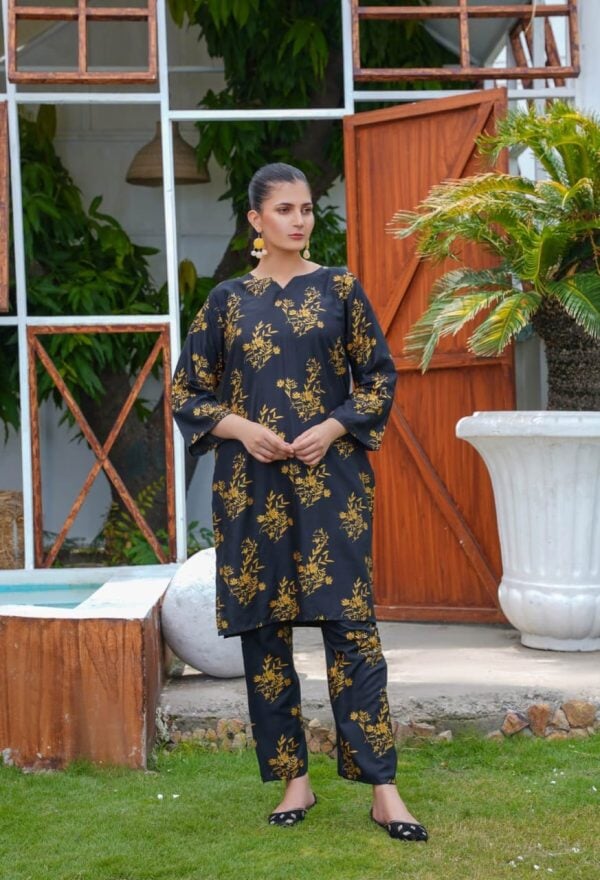 Daffodil Print 2pc Dress | Shirt And Trouser For Girls & Womens Pakzon 