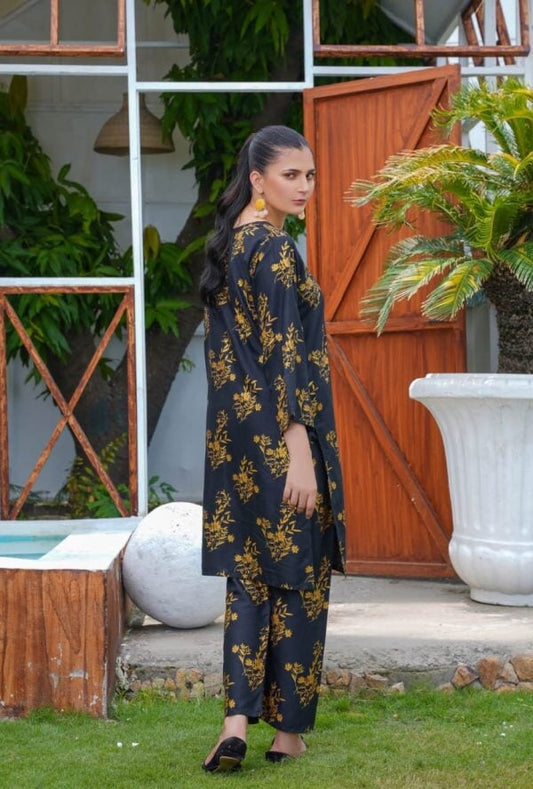 Daffodil Print 2pc Dress | Shirt And Trouser For Girls & Womens Pakzon 