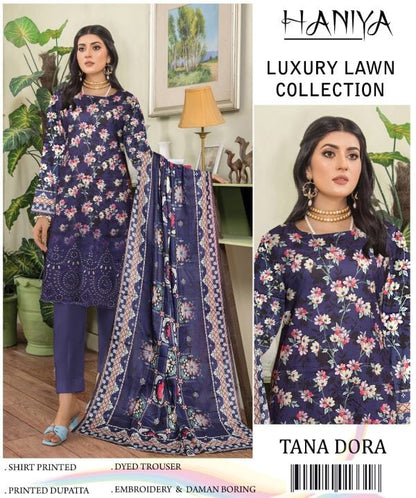 ✨ Haniya ✨ 3 Piece Digital Printed Doriya Shirt Pakzon 