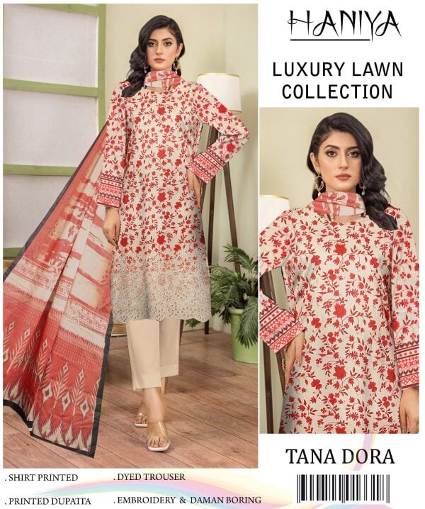 ✨ Haniya ✨ 3 Piece Digital Printed Doriya Shirt Pakzon 